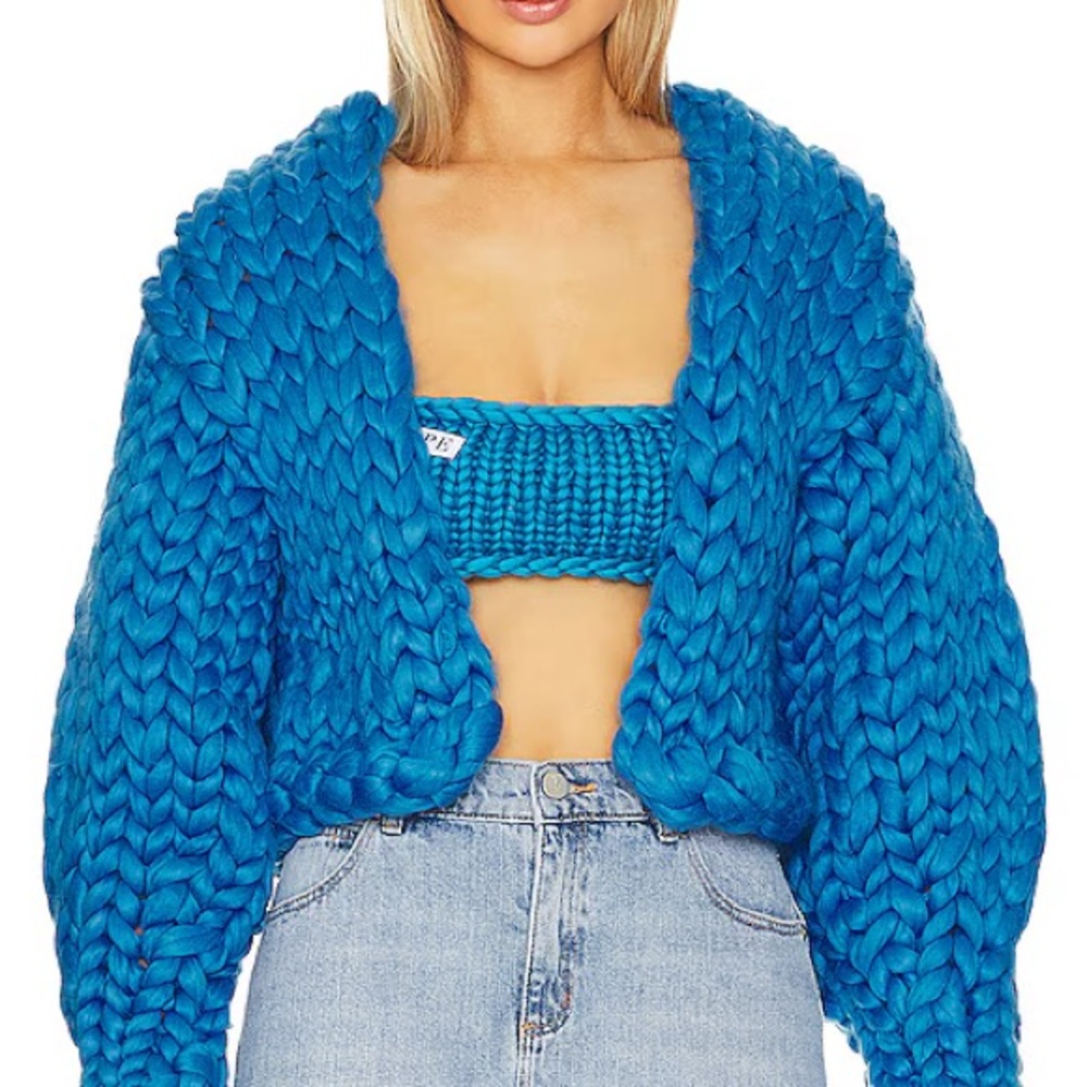 Hope Macaulay Blue Chunky Knit Cardigan